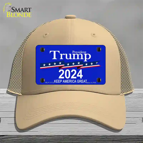 President Trump 2024 Novelty License Plate Hat Mesh / Khaki