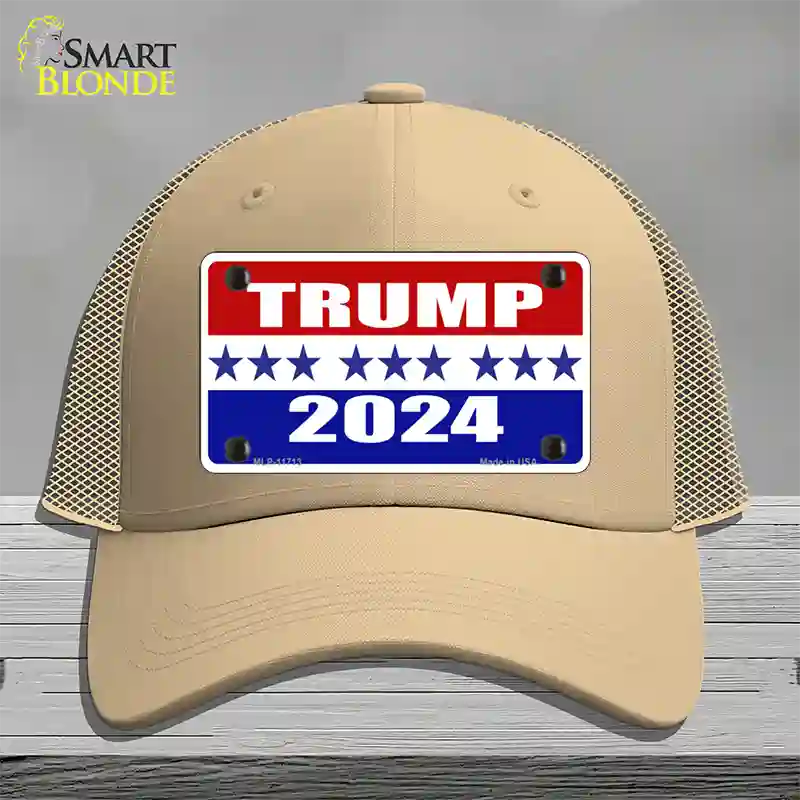 Trump 2024 Star Novelty License Plate Hat Mesh / Khaki