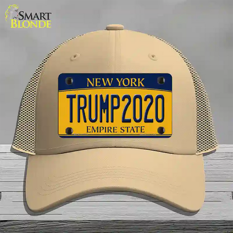 Trump 2020 New York Novelty License Plate Hat Mesh / Khaki