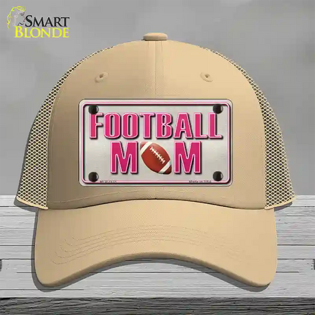 Football Mom Novelty License Plate Hat Mesh / Khaki