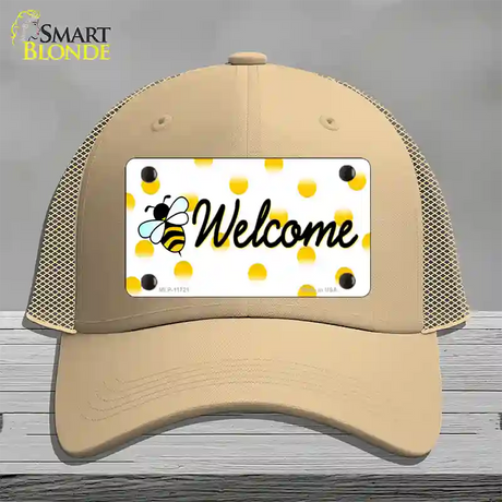 Welcome Bee Novelty License Plate Hat Mesh / Khaki