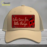 Take Time for Little Things Novelty License Plate Hat Mesh / Khaki