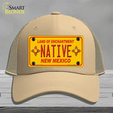 Native New Mexico Yellow State Novelty License Plate Hat Mesh / Khaki