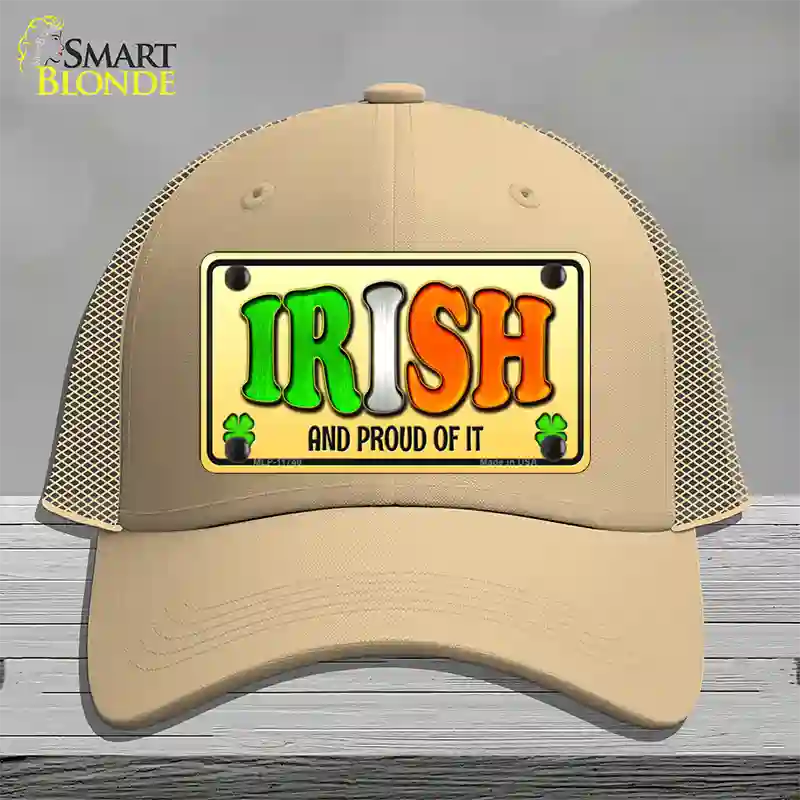 Irish and Proud Novelty License Plate Hat Mesh / Khaki