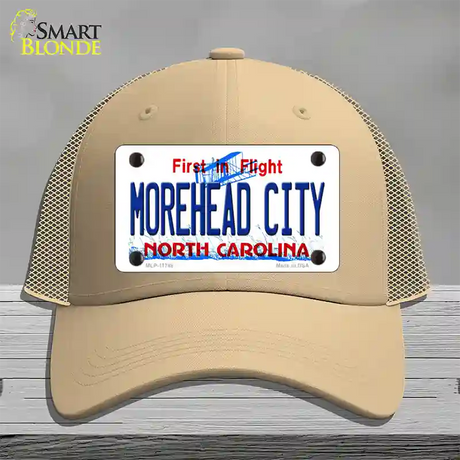 Morehead City North Carolina State Novelty License Plate Hat Mesh / Khaki