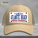 Atlantic Beach North Carolina State Novelty License Plate Hat Mesh / Khaki