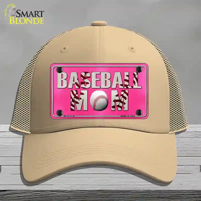 Baseball Mom Novelty License Plate Hat Mesh / Khaki