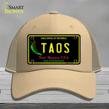 Taos New Mexico Black State Novelty License Plate Hat Mesh / Khaki