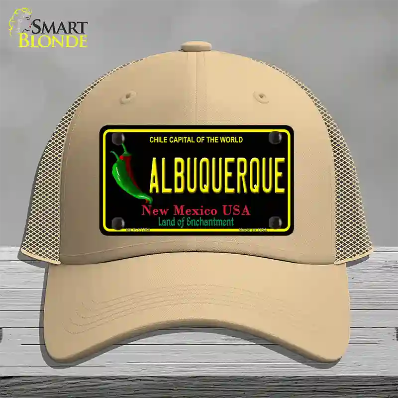 Albuquerque New Mexico Black State Novelty License Plate Hat Mesh / Khaki