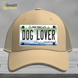 Michigan Dog Lover Novelty License Plate Hat Mesh / Khaki