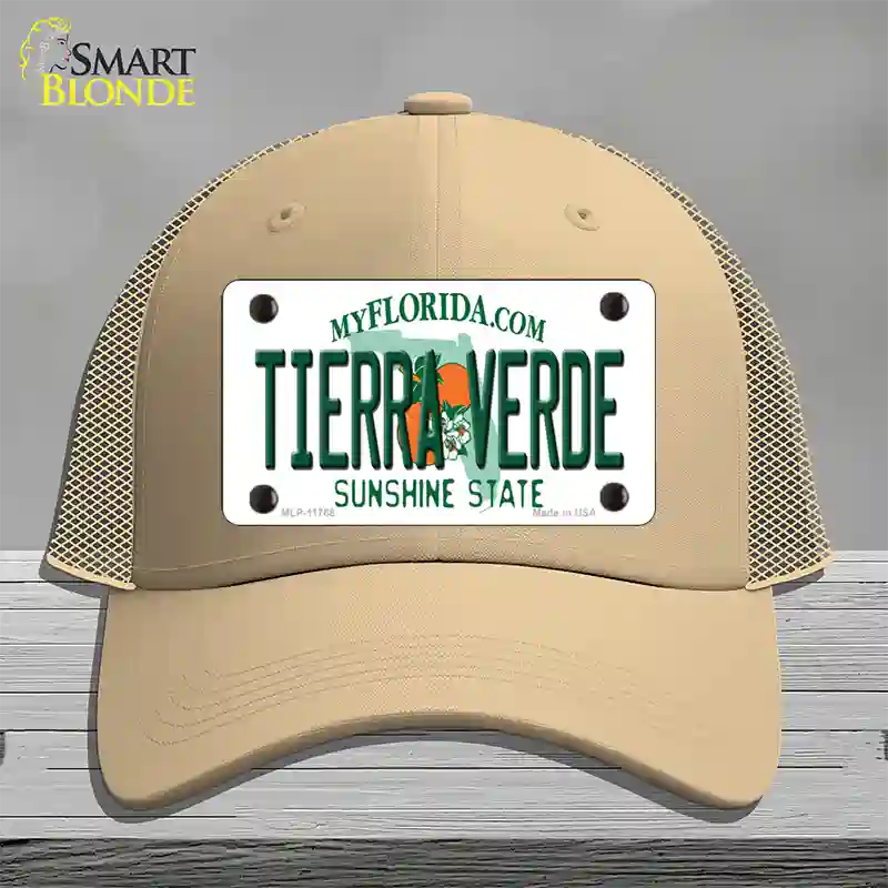 Tierra Verde Florida Novelty License Plate Hat Mesh / Khaki