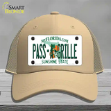 Pass A Grille Florida Novelty License Plate Hat Mesh / Khaki