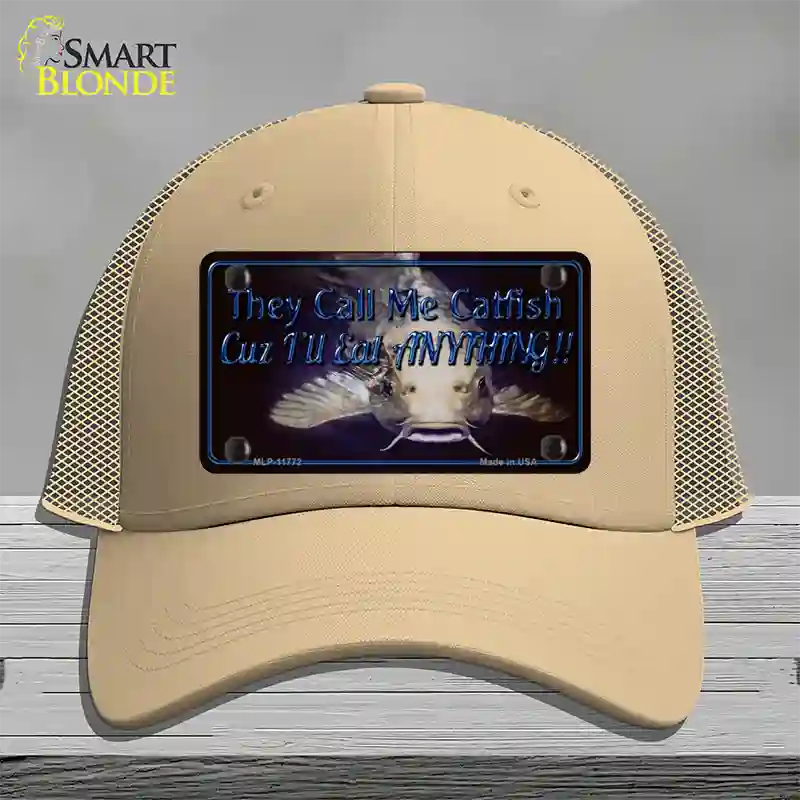 They Call Me Catfish Novelty License Plate Hat Mesh / Khaki