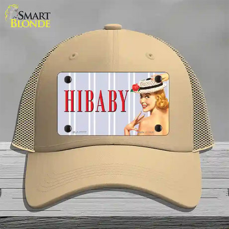 Hi Baby Vintage Pinup Novelty License Plate Hat Mesh / Khaki