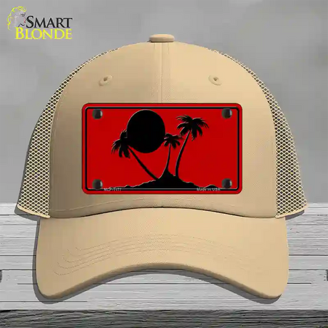 Island Palms Novelty License Plate Hat Mesh / Khaki