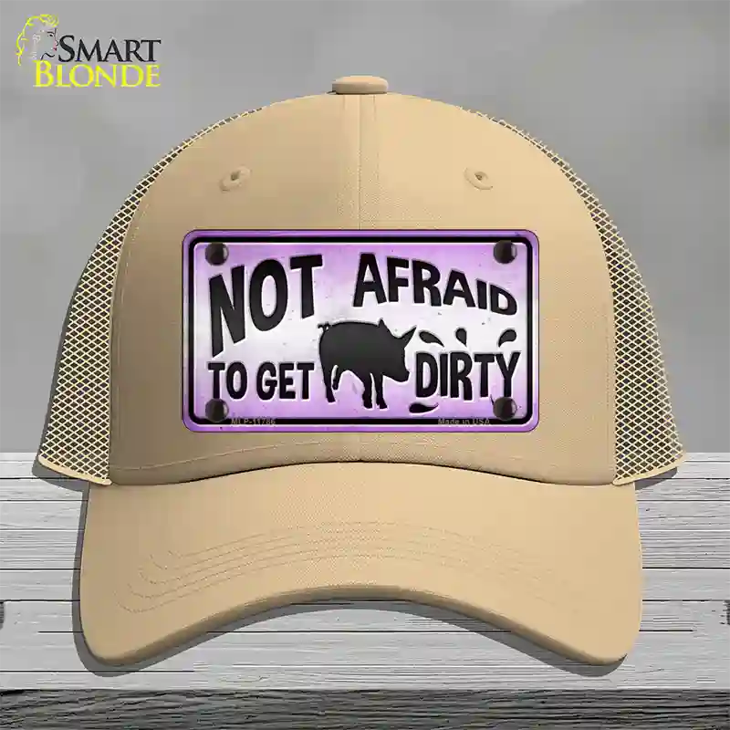 Not Afraid to Get Dirty Novelty License Plate Hat Mesh / Khaki