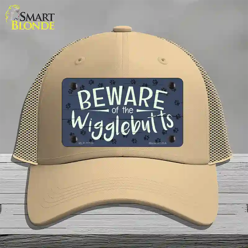 Beware of the Wigglebutts Novelty License Plate Hat Mesh / Khaki