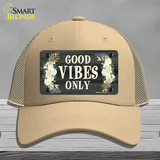 Good Vibes Only Novelty License Plate Hat Mesh / Khaki