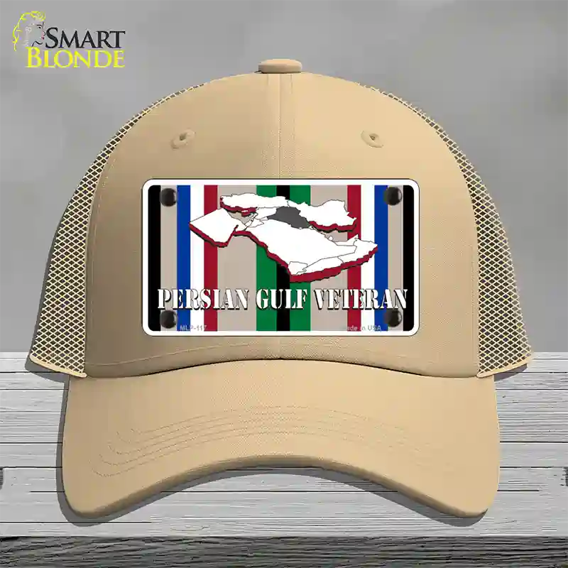 Persian Gulf Veteran Novelty License Plate Hat Mesh / Khaki