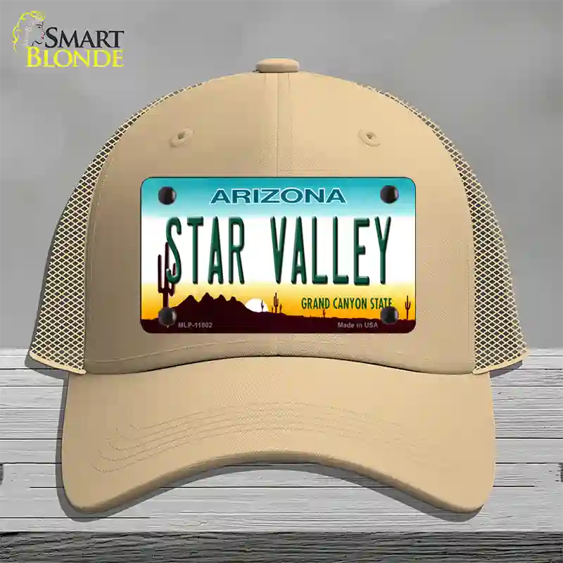 Star Valley Arizona Novelty License Plate Hat Mesh / Khaki