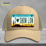 I Love Show Low Arizona Novelty License Plate Hat Mesh / Khaki