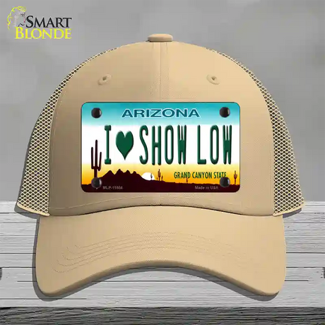 I Love Show Low Arizona Novelty License Plate Hat Mesh / Khaki