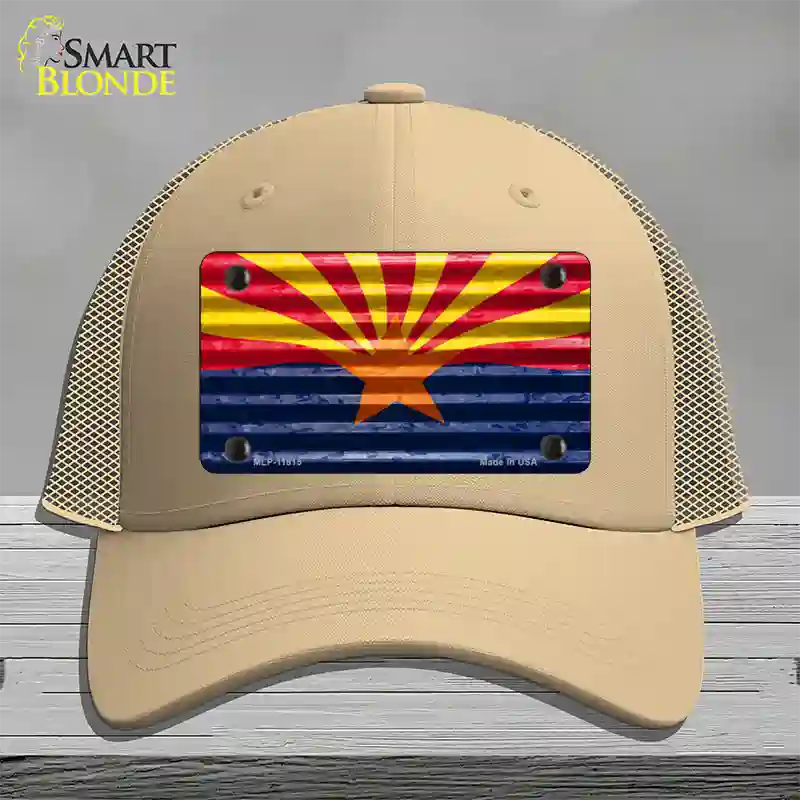 Arizona Flag Novelty License Plate Hat Mesh / Khaki