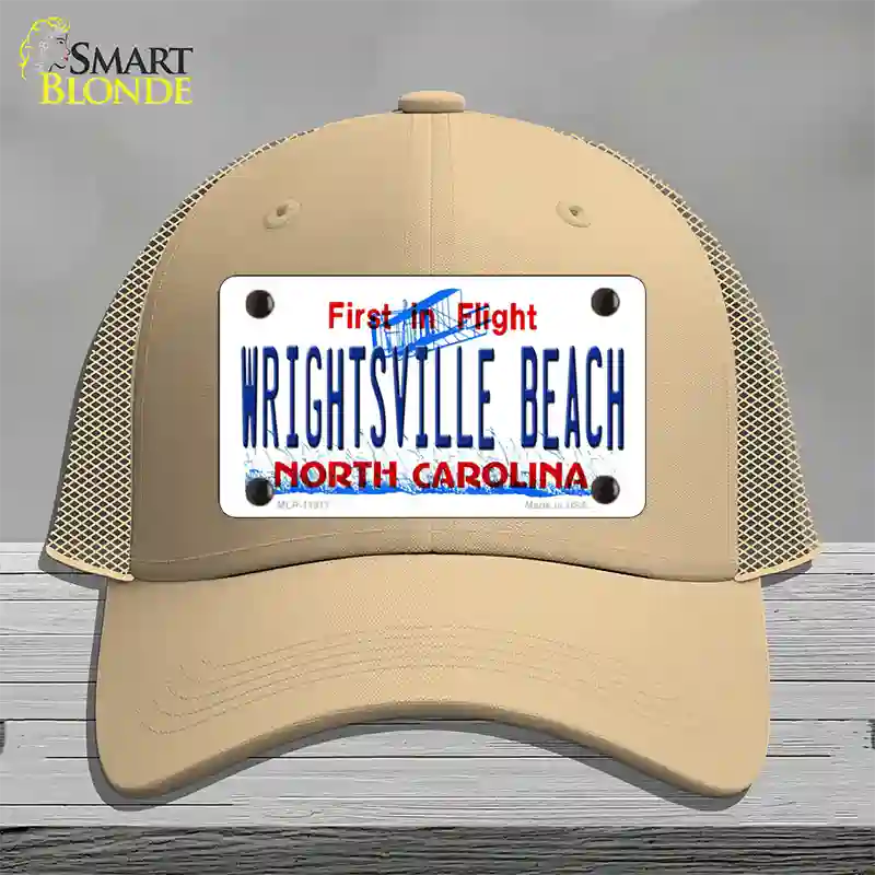 Wrightsville Beach North Carolina Novelty License Plate Hat Mesh / Khaki