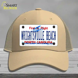 Wrightsville Beach North Carolina Novelty License Plate Hat Mesh / Khaki