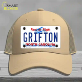 Grifton North Carolina Novelty License Plate Hat Mesh / Khaki