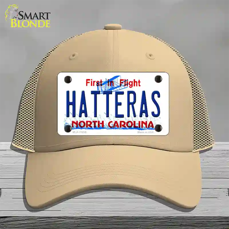 Hatteras North Carolina Novelty License Plate Hat Mesh / Khaki