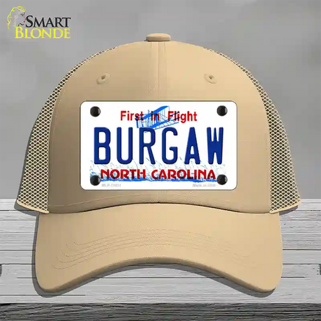 Burgaw North Carolina Novelty License Plate Hat Mesh / Khaki