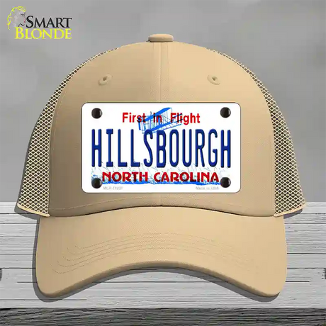 Hillsbourgh North Carolina Novelty License Plate Hat Mesh / Khaki