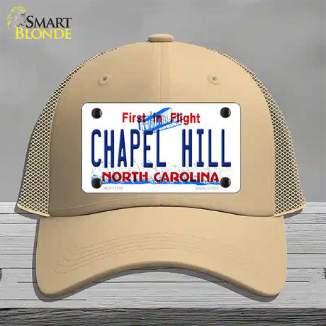 Chapel Hill North Carolina Novelty License Plate Hat Mesh / Khaki