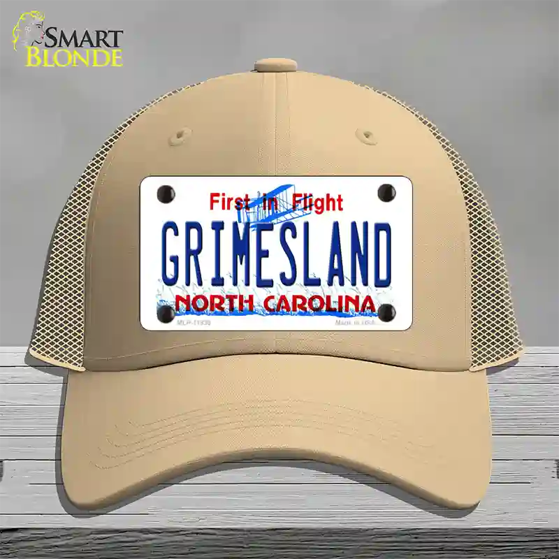 Grimesland North Carolina Novelty License Plate Hat Mesh / Khaki