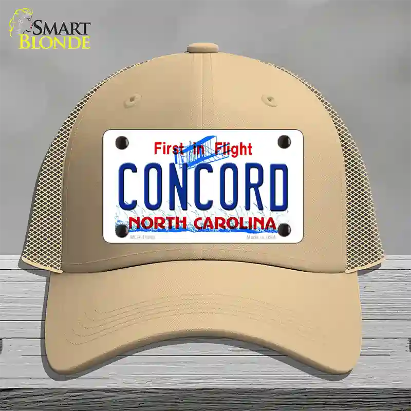 Concord North Carolina Novelty License Plate Hat Mesh / Khaki