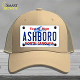 Ashboro North Carolina Novelty License Plate Hat Mesh / Khaki