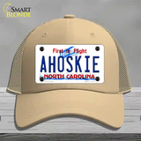 Ahoskie North Carolina Novelty License Plate Hat Mesh / Khaki