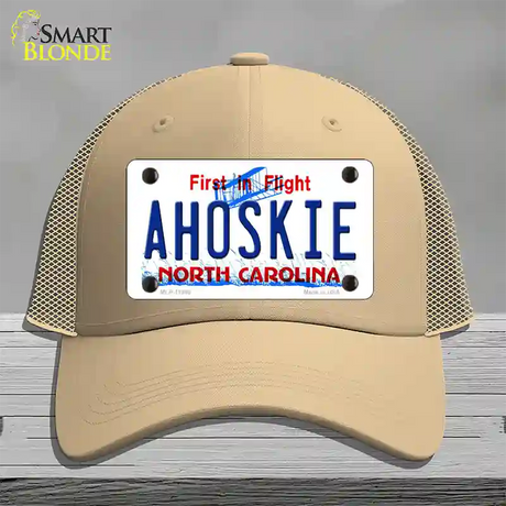 Ahoskie North Carolina Novelty License Plate Hat Mesh / Khaki