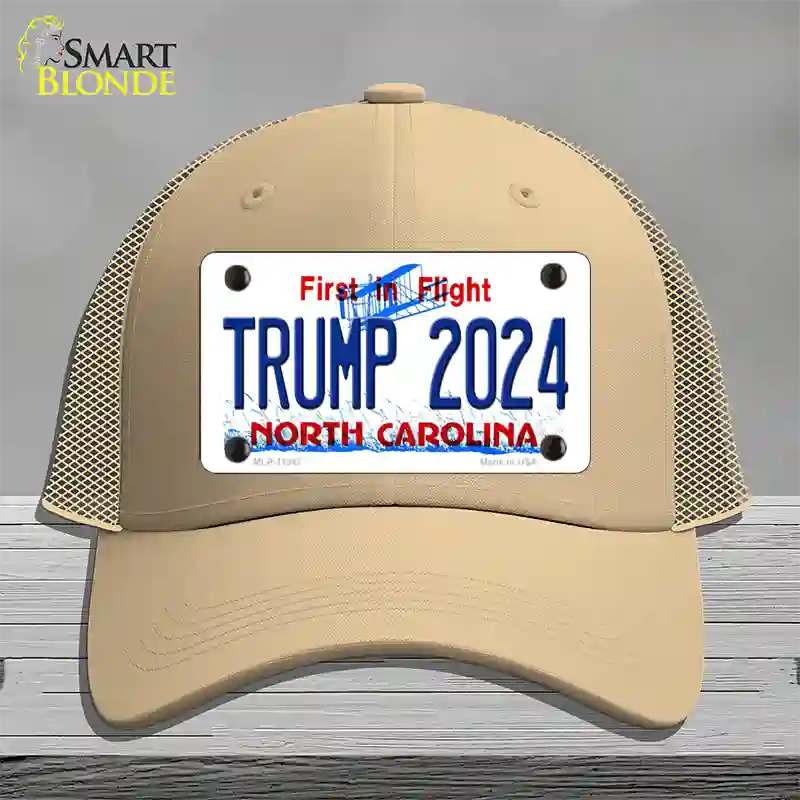 Trump 2024 North Carolina Novelty License Plate Hat Mesh / Khaki