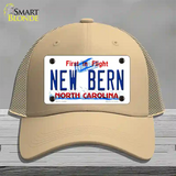 New Bern North Carolina Novelty License Plate Hat Mesh / Khaki