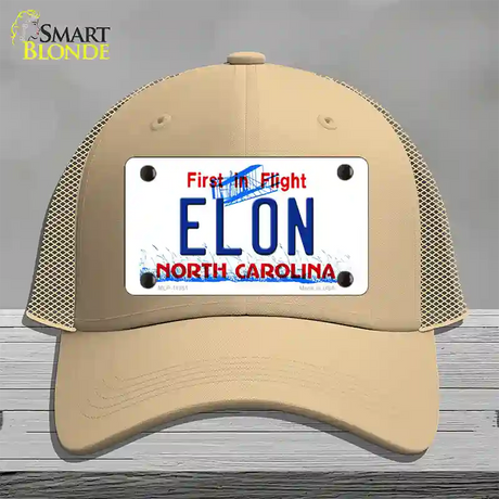 Elon North Carolina Novelty License Plate Hat Mesh / Khaki