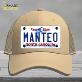 Manteo North Carolina Novelty License Plate Hat Mesh / Khaki