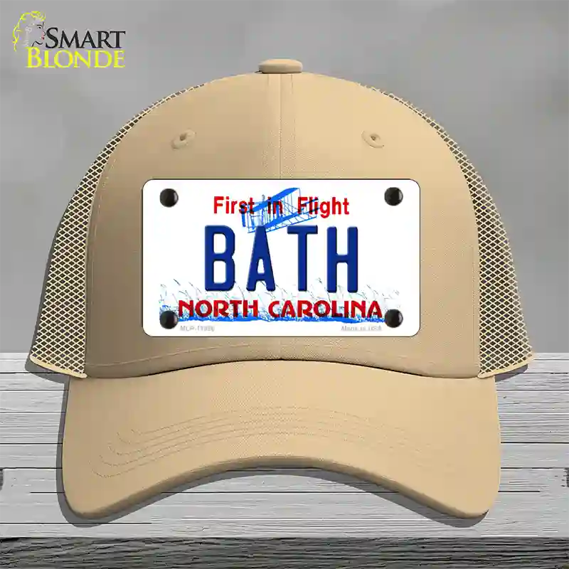 Bath North Carolina Novelty License Plate Hat Mesh / Khaki