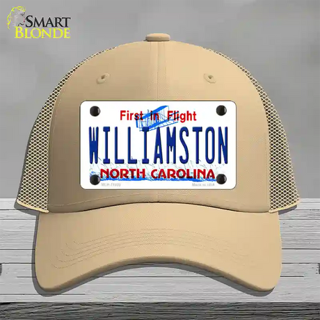 Williamston North Carolina Novelty License Plate Hat Mesh / Khaki