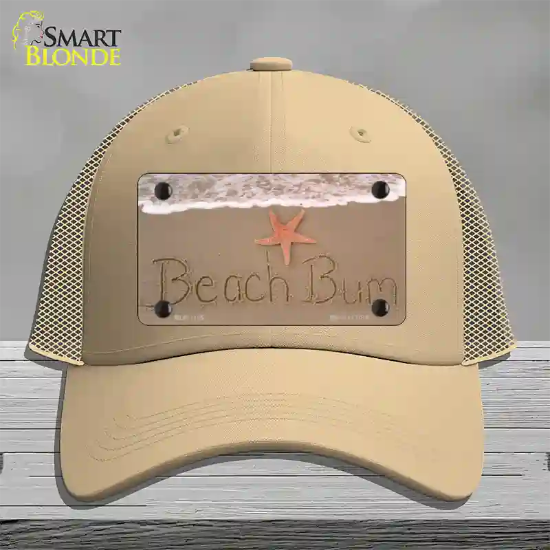 Beach Bum Novelty License Plate Hat Mesh / Khaki