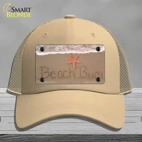 Beach Bum Novelty License Plate Hat Mesh / Khaki