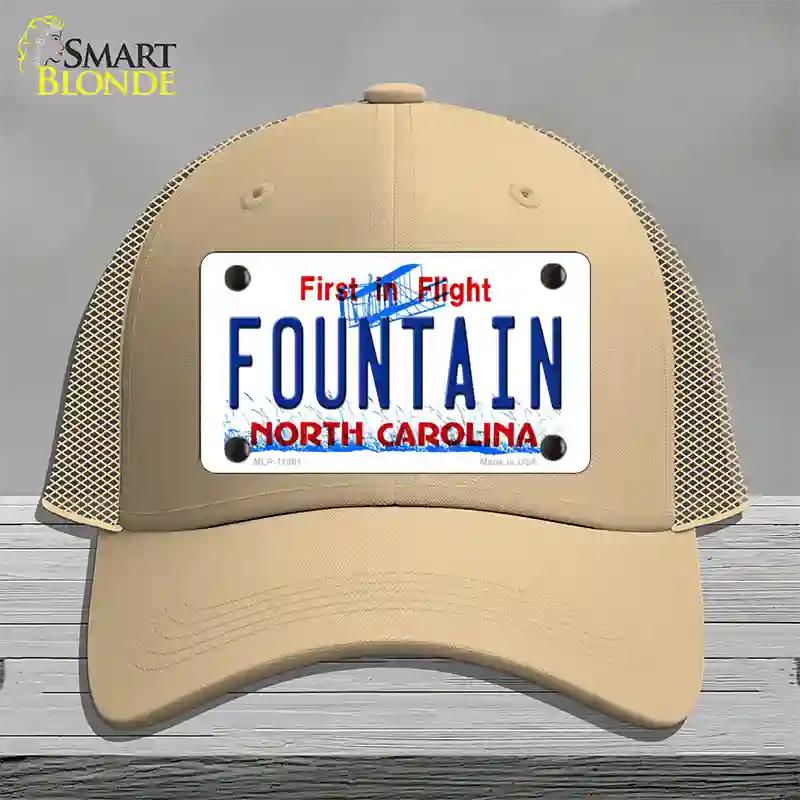 Fountain North Carolina Novelty License Plate Hat Mesh / Khaki