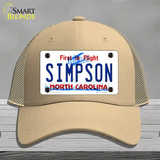 Simpson North Carolina Novelty License Plate Hat Mesh / Khaki