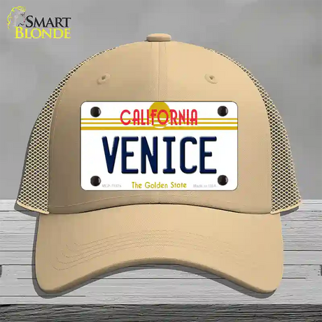 Venice California Novelty License Plate Hat Mesh / Khaki